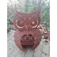 Gartendeko Eule im Rost Design H: 62 cm - Rostfigur...