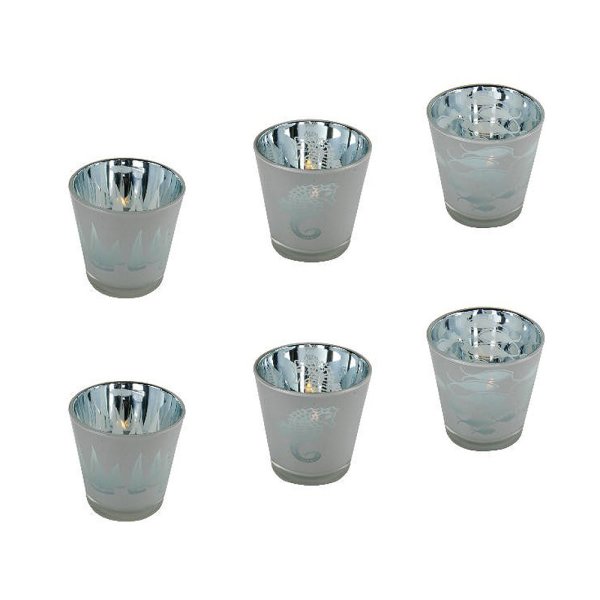 Teelichtglas Maritim 6er Set - Windlicht, Kerzenglas, Teelichthalter, Motivglas