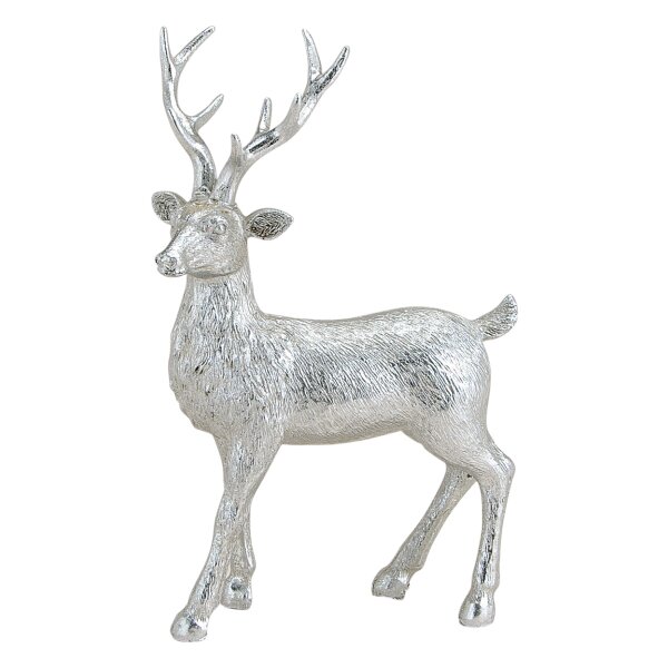 Hirsch, silber 21x14 cm - Deko Figur, Weihnachtsdekoration, festliche Dekoration