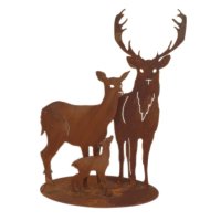 Rostfigur Hirschfamilie auf Platte - Rost Design Hirsch,...