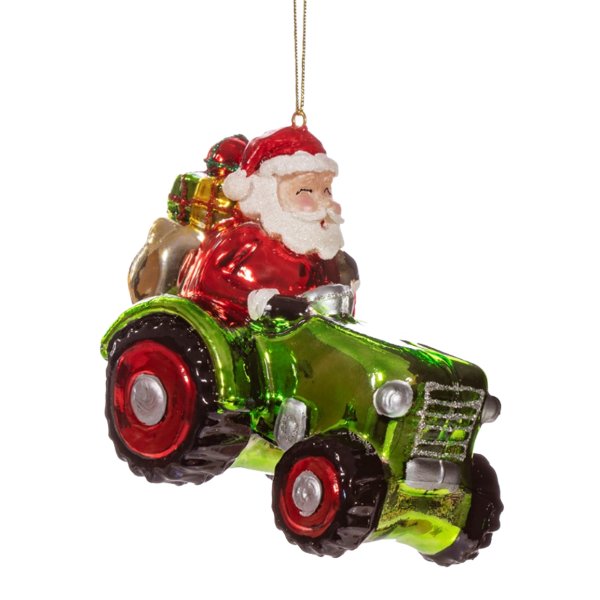 Baumschmuck Santa auf Traktor - Baumkugel für Landwirte, Weihnachtsdeko, Christbaumkugel, Weihnachtsmann, Nikolaus