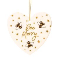 Geschenkanhänger Keramik Herz mit Bienen und Spruch...