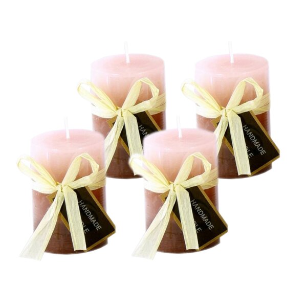 Stumpenkerze, durchgefärbt (4er Set) H: 7,5 cm, Kerze für Adventskranz (versch. Farben) Altrosa