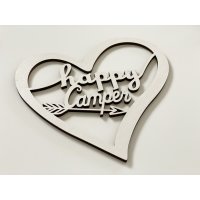 Happy Camper, weiß - Schild für Camping Liebhaber, Herz,...