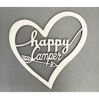 Happy Camper, weiß - Schild für Camping Liebhaber, Herz, Deko Wohnwagen, Wohnmobil