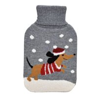 Wärmflasche Weihnachtshund Dackel, Hund im Schnee, 2...