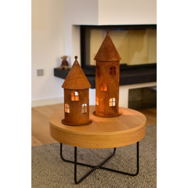 Windlicht Turm H: 42 cm im Rost Design - Rostfigur, Dekofigur, Gartendeko, Metalldeko