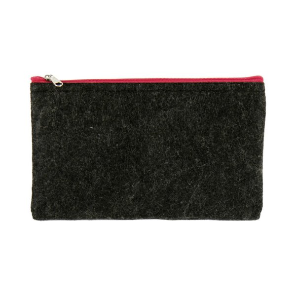 Etui Faulenzer Filz schwarz pink M - Stiftetasche Mäppchen oder kleine Kosmetiktasche