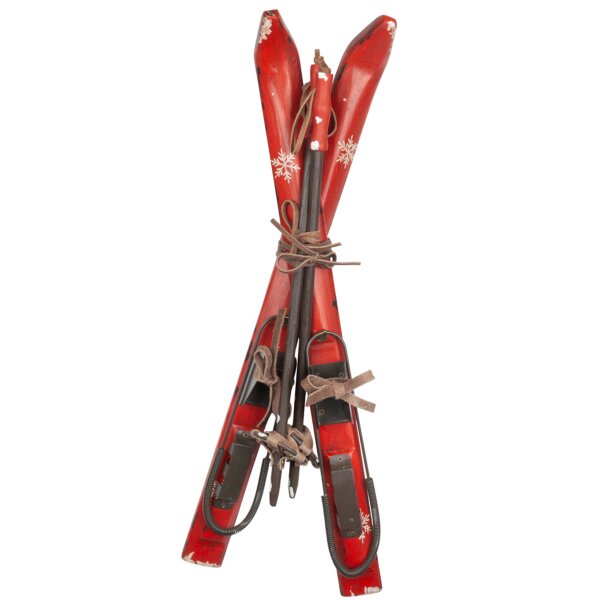 Deko Ski aus Holz in Rot 50 cm - Nostalgie Ski, Winterdeko, Deko Skihütte, Weihnachtsdeko