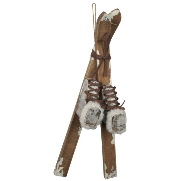 Deko Ski mit Skistiefel aus Holz 35 cm - Nostalgie Ski, Winterdeko, Deko Skihütte, Weihnachtsdeko