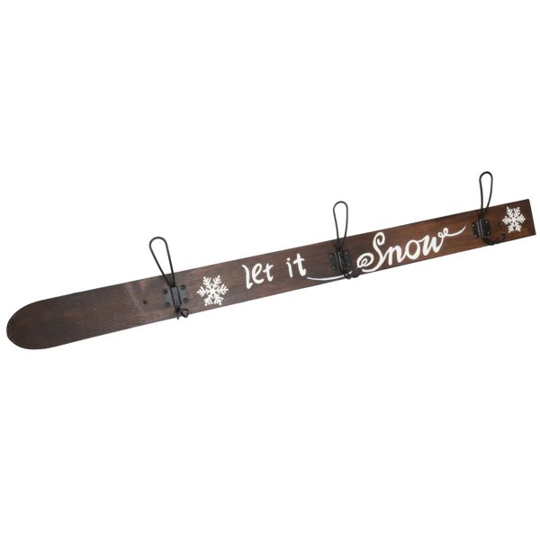 Garderobe Ski aus Holz mit 3 Haken 100 cm - Kleiderhaken, Nostalgie Ski, Winterdeko, Skihütte, Hakenleiste, Garderobenhaken, Wandgarderobe