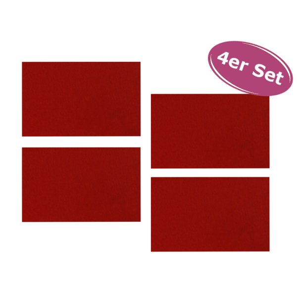 Robustes Filz Tischset, rot (5 mm dick), 4er Set - Platzmatte, Platzset, Tischmatte