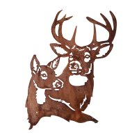 Wandbild Hirsch Paar 50x30 cm Hirschkopf im Rost Design -...