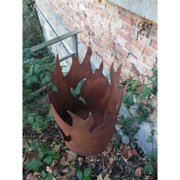 Gartenstecker Windlicht Flamme 100 cm im Rost Design - Fackel, Rostfi,  28,95