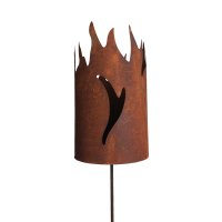 Gartenstecker Windlicht Flamme 100 cm im Rost Design -...