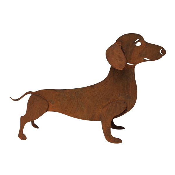 Rostfigur Hund Dackel Bodo 48x30 cm - Hunde Figur, Rost Design, Gartendeko, Metalldeko