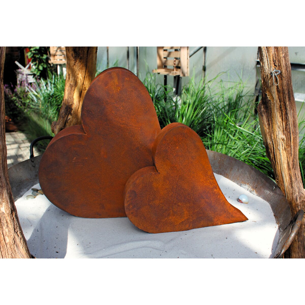 Dekofigur Herz 3D 26x21 cm im Rost Design Rostfigur für den Garten
