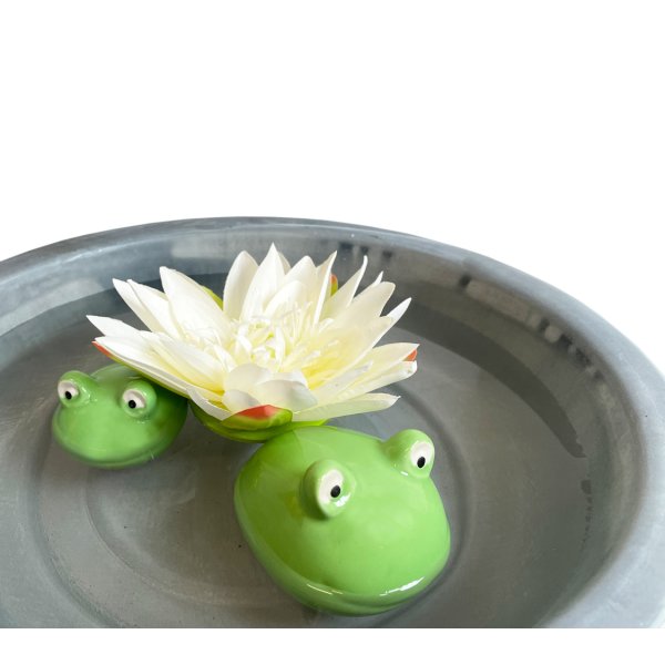 Frosch 6 cm aus Porzellan schwimmend als Teich Deko - Deko für Vogeltränke, Fische, Gartenteich, Schwimmtiere, Gartendeko