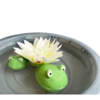 Frosch 6 cm aus Porzellan schwimmend als Teich Deko -...