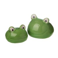 Frosch 2er Set aus Porzellan schwimmend 6-8 cm als Teich...