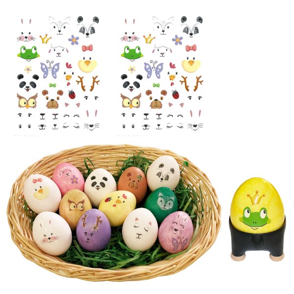 Eier Tattoos / Eier Aufkleber Tier Gesichter - 2 Bögen Eier Sticker - Osterei, Eierfärben, Osterdeko, Eierfarbe, Eier färben