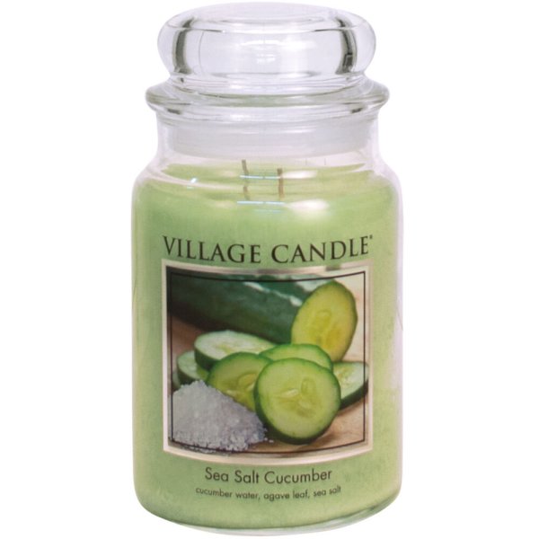 Village Candle Duftkerze im Glas (groß) Sea Salt Cucumber - Tradition Jar - Kerze mit 2-Docht Technologie