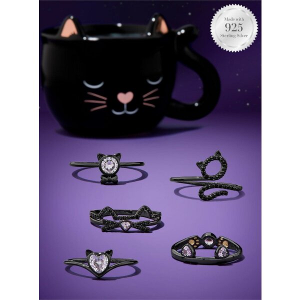 Duftkerze Black Cat Mug Katze mit Überraschungs Ring von Charmed Aroma, Kerze mit Schmuck Gr. 5 / XS (Gr. 50)