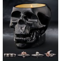 Duftkerze Midnight Teakwood Skull Totenkopf mit...