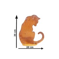 Dekofigur Katze sitzend (Blick n. unten) mit Platte im...