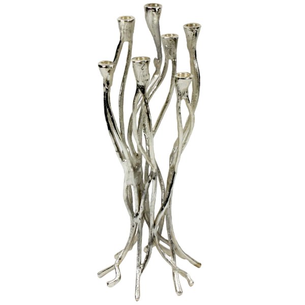 Kerzenleuchter Roots für 7 Kerzen aus Aluminium, silber H: 63,5 cm - Kerzenständer, Deko, festliche Dekoration