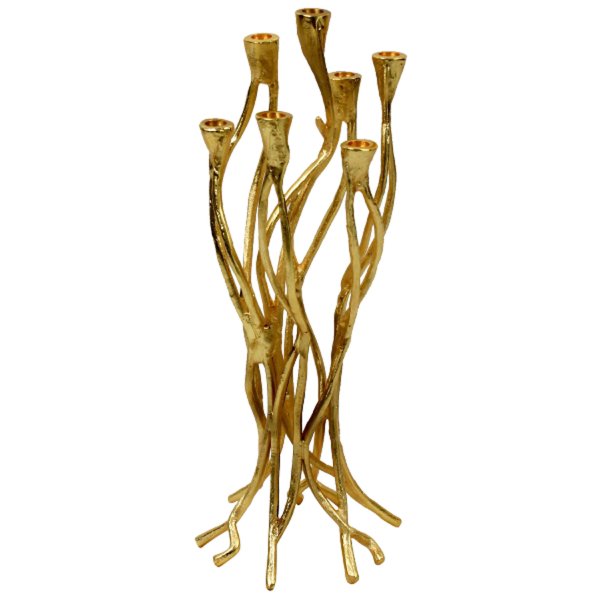 Kerzenleuchter Roots für 7 Kerzen aus Aluminium, gold H: 63,5 cm - Kerzenständer, Deko, festliche Dekoration