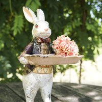 Hase mit Schale H: 30 cm - Frühlingsdeko, Kartenhalter, Deko Hase, Osterdeko, Osterhase, Ostern