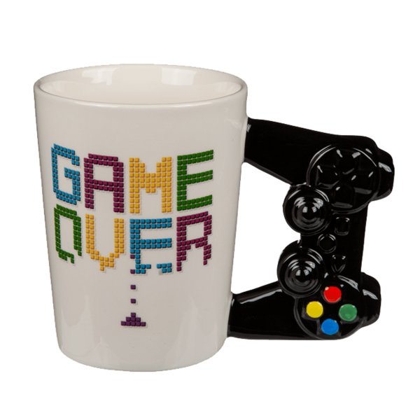 Game Over Tasse mit Controller-Griff - Keramik Becher, Kaffeebecher, Kaffeetasse, Teetasse