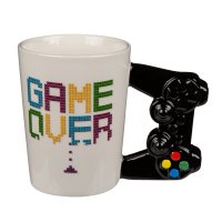 Game Over Tasse mit Controller-Griff - Keramik Becher, Kaffeebecher, Kaffeetasse, Teetasse