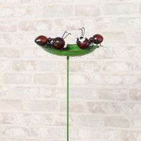 Vogeltränke mit Ameise aus Metall H:122 cm -  Gartenstecker, Gartendekoration, Tränke für Vögel, Garten Deko