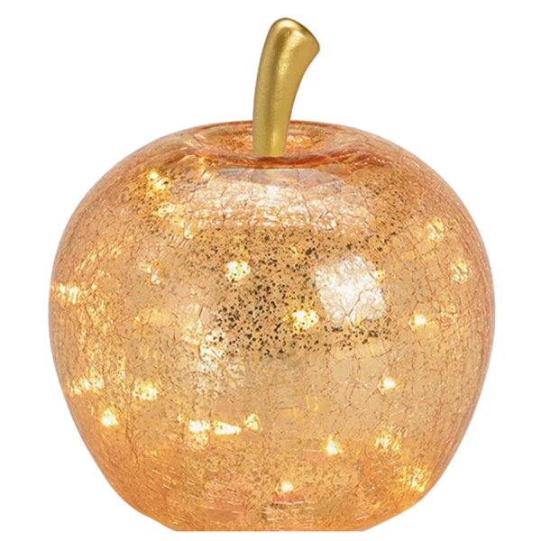 Dekoleuchte Apfel Leuchte (M) Glas, Gold,  Apfel Lampe mit LED Lichterkette, Dekolampe, Tischleuchte, Apfellampe