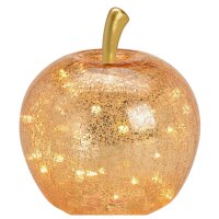 Dekoleuchte Apfel Leuchte (M) Glas, Gold,  Apfel Lampe mit LED Lichterkette, Dekolampe, Tischleuchte, Apfellampe