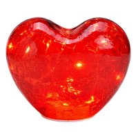 Dekoleuchte Herz Glas Rot, Herz Lampe mit LED...