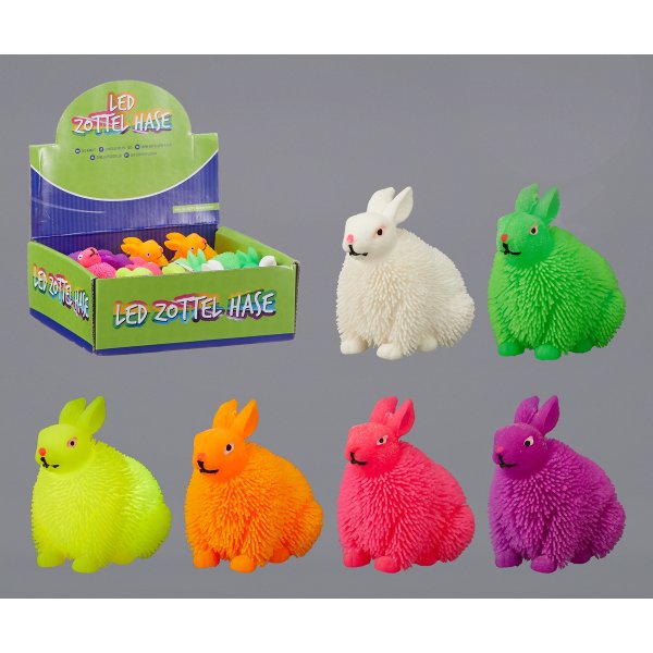 Zottel Hase mit LED 3er Set  - Knautschball, Ostergeschenk, Give Away, Mitgebsel Kindergeburtstag, Ostern