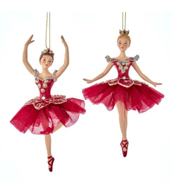 Baumschmuck Ballett Tänzerin rot (2er Set) Baumkugel Ballerina, Weihnachtsdeko, Christbaumkugel