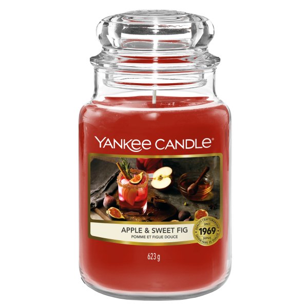 Yankee Candle Duftkerze im Glas (groß) APPLE & SWEET FIG - Kerze mit Brenndauer bis zu 150 Stunden