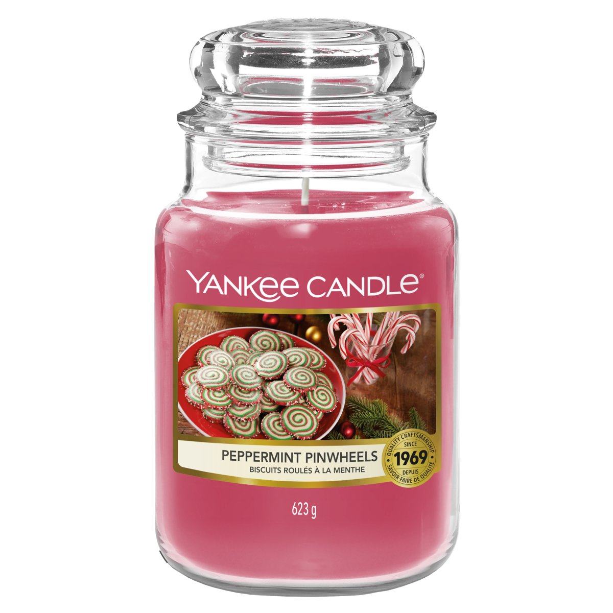 Yankee Candle Duftkerze im Glas (groß) Peppermint Pinwheels (Snow Glo