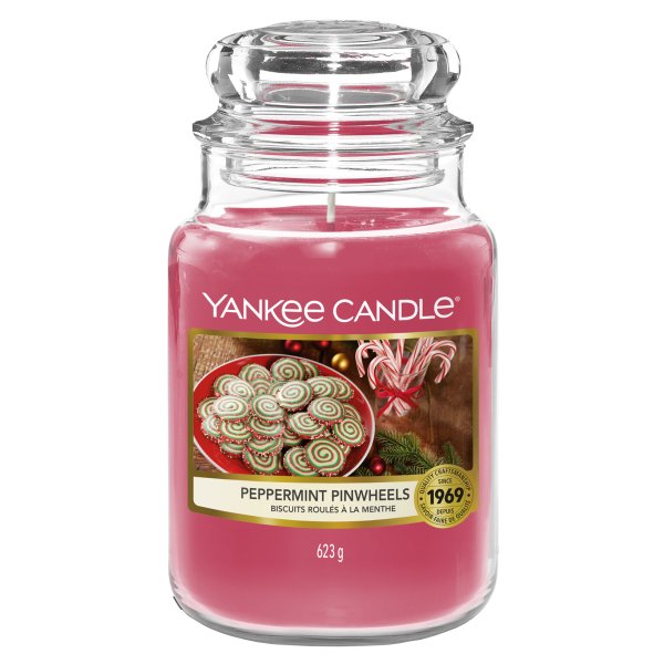 Yankee Candle Duftkerze im Glas (groß) PEPERMINT PINWHEELS - Kerze mit Brenndauer bis zu 150 Stunden