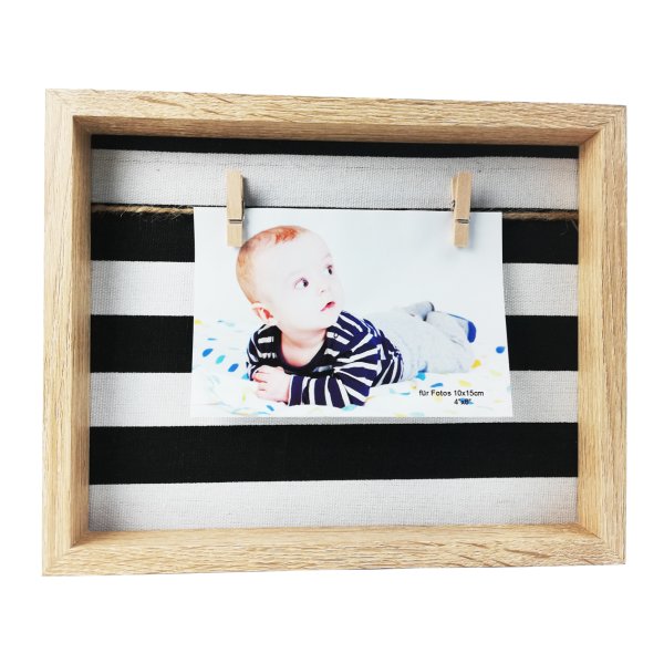 Bilderrahmen Fotoleine 20x25 cm - Familien Bilderrahmen mit Holzklammern, Fotorahmen, Foto