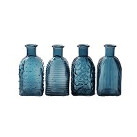 Glasflasche Frida, blau (4er Set) - kleine Vase,...