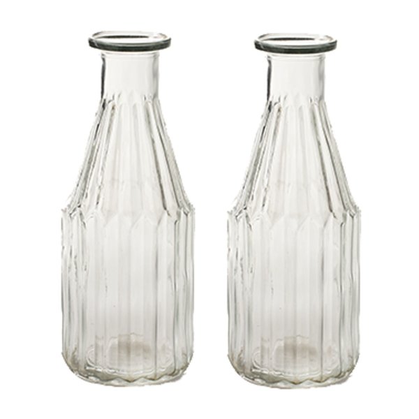 Glasflasche Shoot, Klarglas Vase (2er Set) - kleine Vasen, Tischdekoration, Glasvase, Blumenvase, Flaschenvase, Landhaus