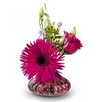 Glasvase "Chantal", Vase lila, H: 7 cm (2er Set) - kleine Vasen, Blumenvase, Tischdekoration, Deko Hochzeit