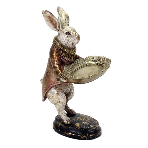 Kaninchen mit Schale H: 28,5 cm - Frühlingsdeko, Deko Hase, Kartenhalter, Osterdeko, Osterhase, Ostern