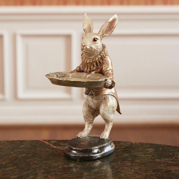 Kaninchen mit Schale H: 28,5 cm - Frühlingsdeko, Deko Hase, Kartenhalter, Osterdeko, Osterhase, Ostern