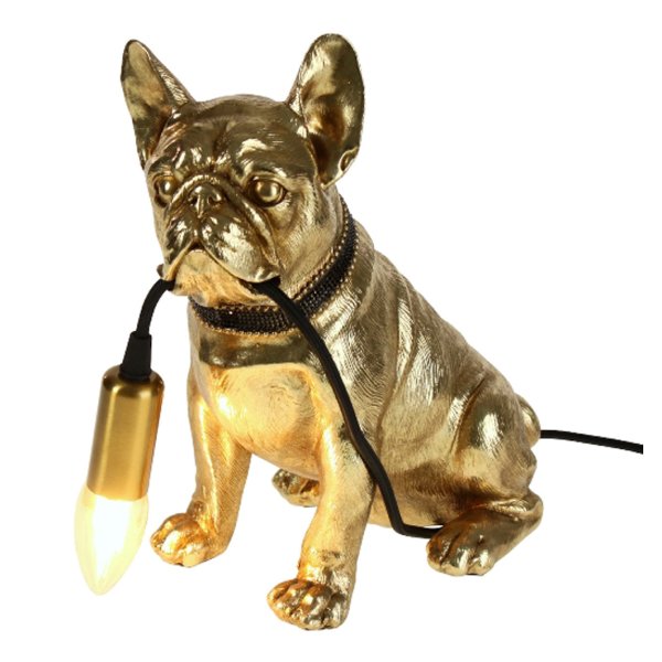 Tischleuchte Bulldogge Francis, gold - Tischlampe, Moderner Deko Stil, Tierleuchte, Hund